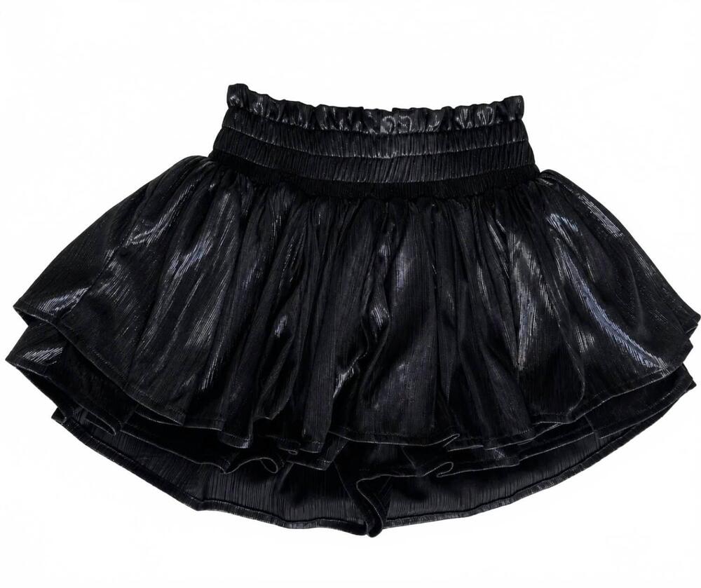 NEW TWEENSTYLE girls plisse shine skort in metallic black